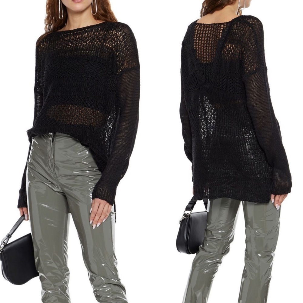 Helmut Lang Open Knit Linen Off White Sweater Top